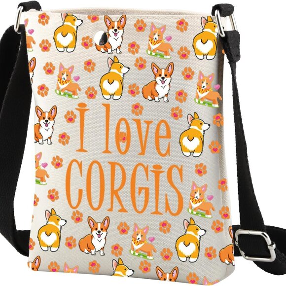 Corgi Crossbody Bag Unisex Waterproof Polyester Small Purse Travel Gift - Picture 1 of 7